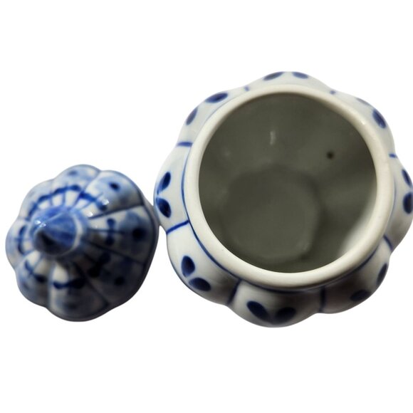 Jar spoon rest Blue White Ceramic country decor floral waves nautical coastal - Picture 3 of 7